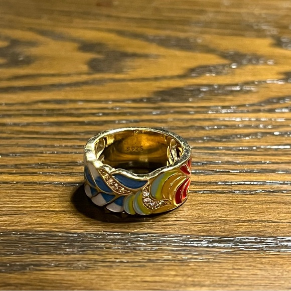 New 14k Gold Vermeil Sterling Silver 925 Stamped
Enamel Ring - Picture 2 of 9